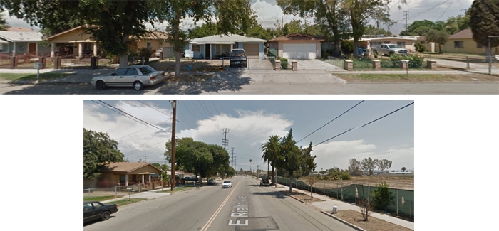 APRIL 2012 ^ Google street views (camera: looking north, near Irwin st) & (camera: looking east, toward Waterman ave)