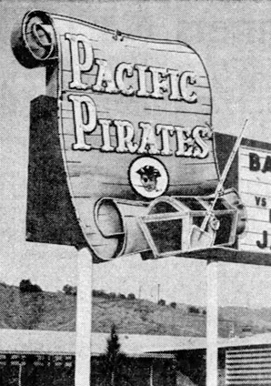   "Pacific High School, where I went, was built [in 1953] on the other side of the hill from the ballpark...they made us run up the hill as punishment when we goofed off in Gym class...student body voted to be called the 'Pacific Pirates'."&nbsp; [be