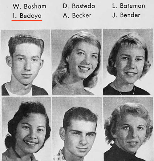 1958 ^ Irene Bedoya Pacific High School yearbook