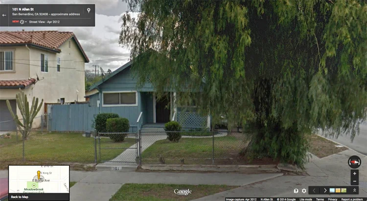  APRIL 2012 ^&nbsp;&nbsp;&nbsp; Google street view&nbsp;&nbsp;&nbsp; 101 north Allen street   "There's just two of those pepper trees left...they must be a hundred years old by now."&nbsp;&nbsp;&nbsp; [ben sakoguchi]  