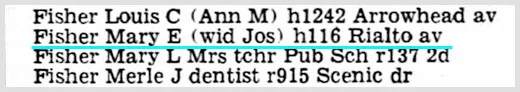 1949 ^ San Bernardino City Directory Links to related pages: ∞ TRIAL OF JOE FISHER JR ∞ CORNER ALLEN ST & KING ST