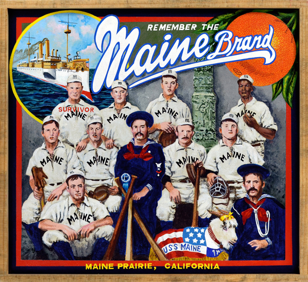   Remember the Maine Brand   This U.S.S. Maine baseball team won the Navy baseball championship in late 1897. They beat a nine from the U.S.S. Marblehead 18‒3 in a game played at Key West, Florida. The team’s ace pitcher was William Lambert, an Afric