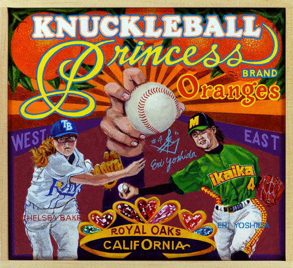   Knuckleball Princess Brand   Ask any knuckleball pitcher and she’ll tell you, “I don’t know where it’ll end up. Could go east, could go west, could sail over the catcher and land in the dugout. Who knows?” For Florida’s Chelsea Baker and Japan’s Er