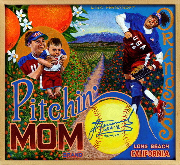   Pitchin' Mom Brand   At the pinnacle of her career Lisa Fernandez (b. 1971) was among the most recognizable athletes in America, man or woman. While a student at UCLA, she almost single-handedly put NCAA Women’s Softball on the map, leading the Bru