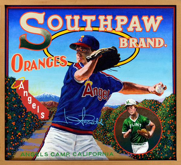 Southpaw Brand (Baseball Reliquary collection) Jim Abbott was born without a right hand, but was blessed with such an abundance of natural athletic skill that he would reach the highest level of his sport without spending a single day in the minors. Abbott (b.1967) caught and threw a baseball with his good, left hand, a method he perfected as a Little Leaguer in his hometown of Flint, Michigan. Before delivering a pitch, Abbott would rest his glove on the end of his right forearm. After delivering the ball, he would swiftly slip his hand into the mitt, placing him in a position to field any ball hit toward him. He attended the University of Michigan, where he paced the Wolverines to two Big Ten championships. In 1987, Jim was named the recipient of the James E. Sullivan Award, an annual honor presented to the nation’s best amateur athlete. He was the first baseball player to win the award. The California Angeles selected him in the first round of the 1988 draft, and promoted him to the big club after he wowed the coaching staff during spring training. He debuted at home in April 1989 before a packed crowd buzzing with excitement. Although tagged with the loss, he turned in a respectable rookie season, finishing with a 12‒12 record with a 3.92 ERA. While pitching for the Yankees, Abbott pitched a no-hitter in September 1993. He struggled afterward, and retired in 1999. He is now a highly effective motivational speaker.
