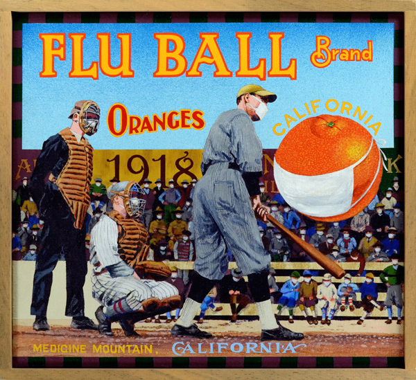   Flu Ball Brand (private collection)   The Spanish Flu pandemic of 1918 resulted in the deaths of an estimated 50 to 100 million people worldwide, one of the worst natural catastrophes in human history. From the world’s great cities to its most remo