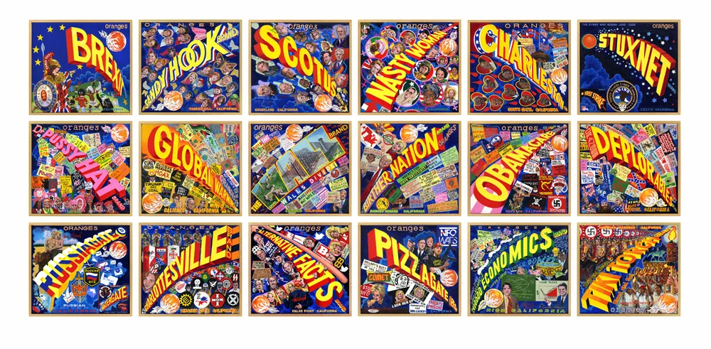 Ben Sakoguchi - Orange Crate Label Series: "Words" - acrylic on canvas - 10" x 11" (2017)