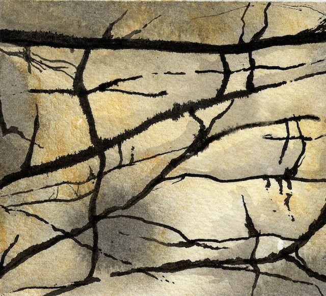 "Landscape Of Stone 08" (3x3) Watercolor - $135