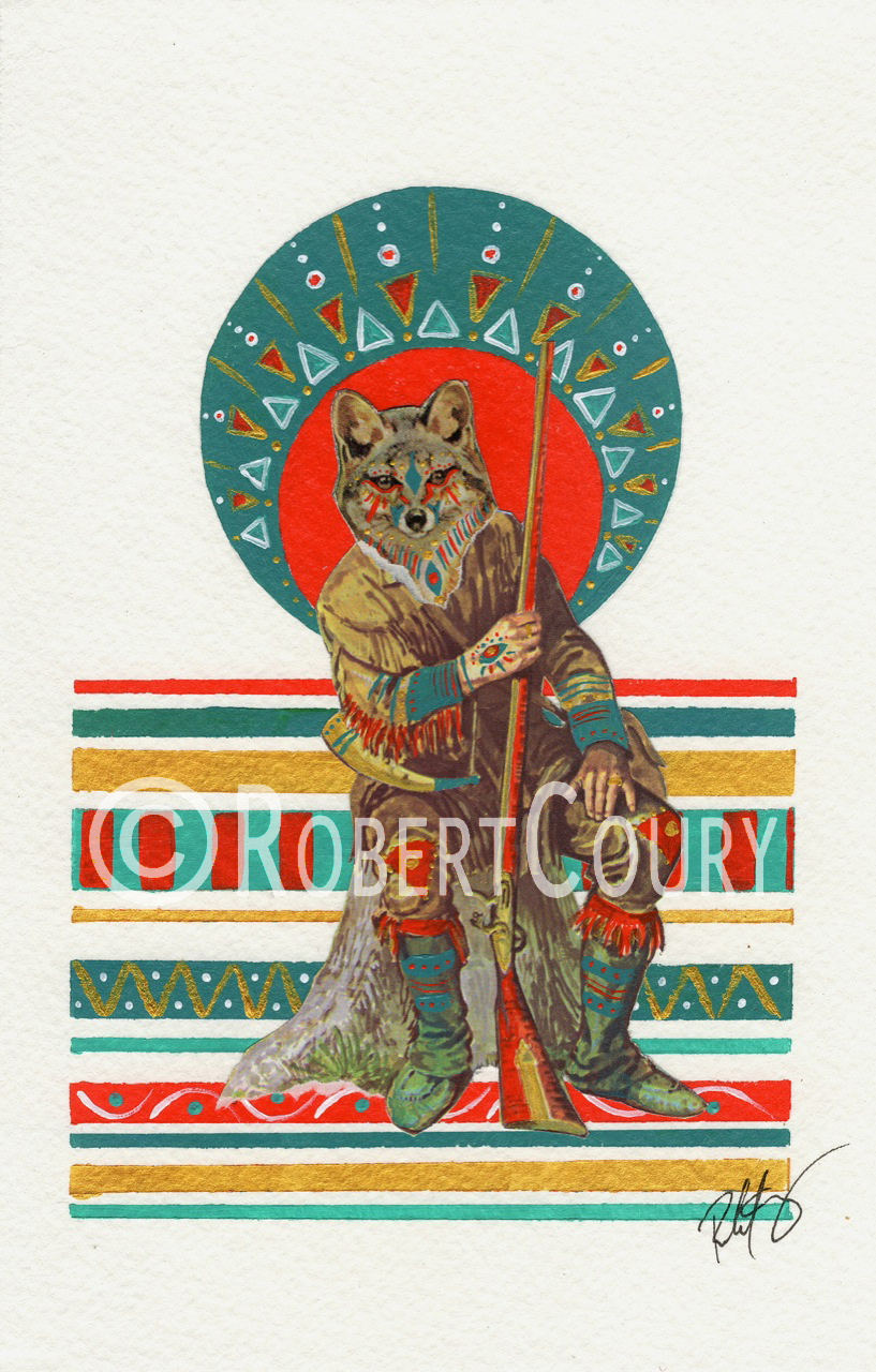 "Mojave Mercenary" (10x12) Acrylic & Collage - $250