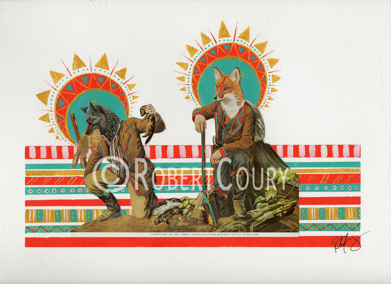 "Brothers In The Hunt" (13x16) Acrylic & Collage - $420 