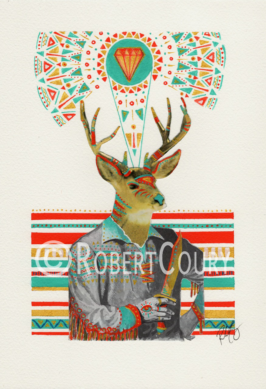"Redwood Chief" (11x14) Acrylic & Collage - $350