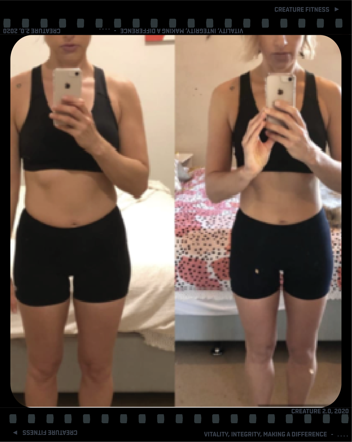 “It was a slow and manageable approach to nutrition, it worked really well and will be sustainable.” - Kirsty  Down 5kg in 8 weeks doing weights and some cardio training. Stuck to a balanced and healthy nutrition plan.