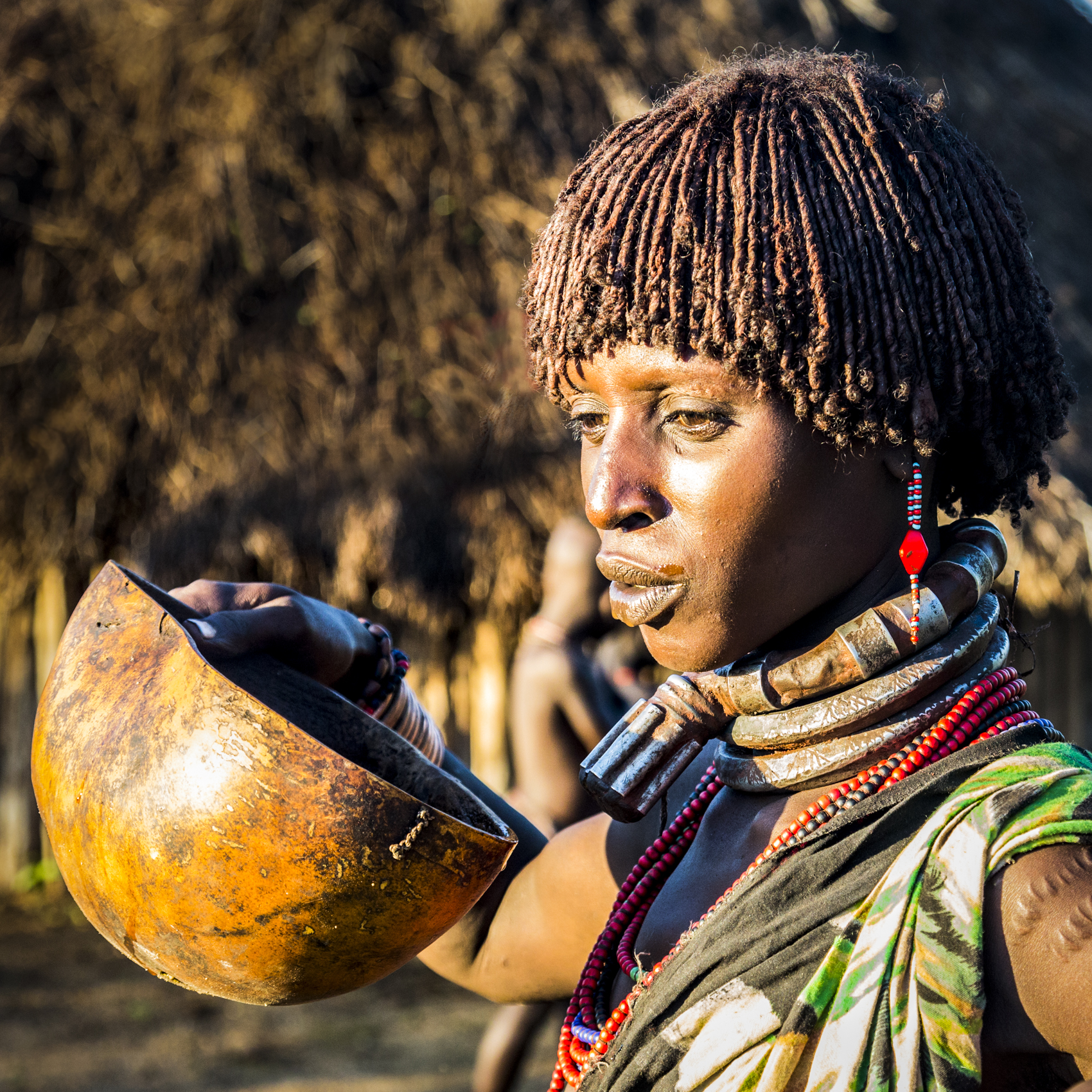 Kara woman drinking morning coffee