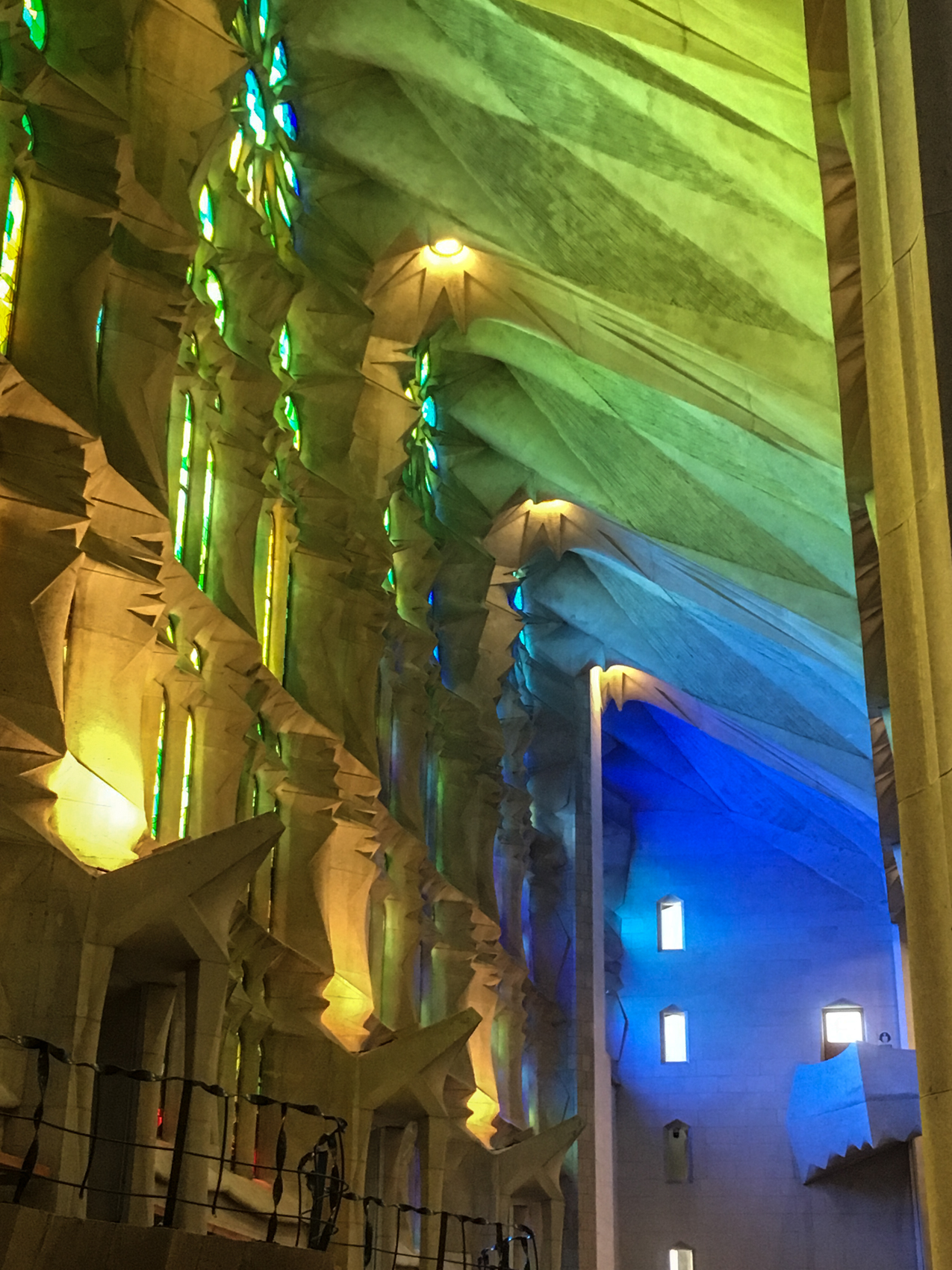 Stained glass light in the Sagrada Familia