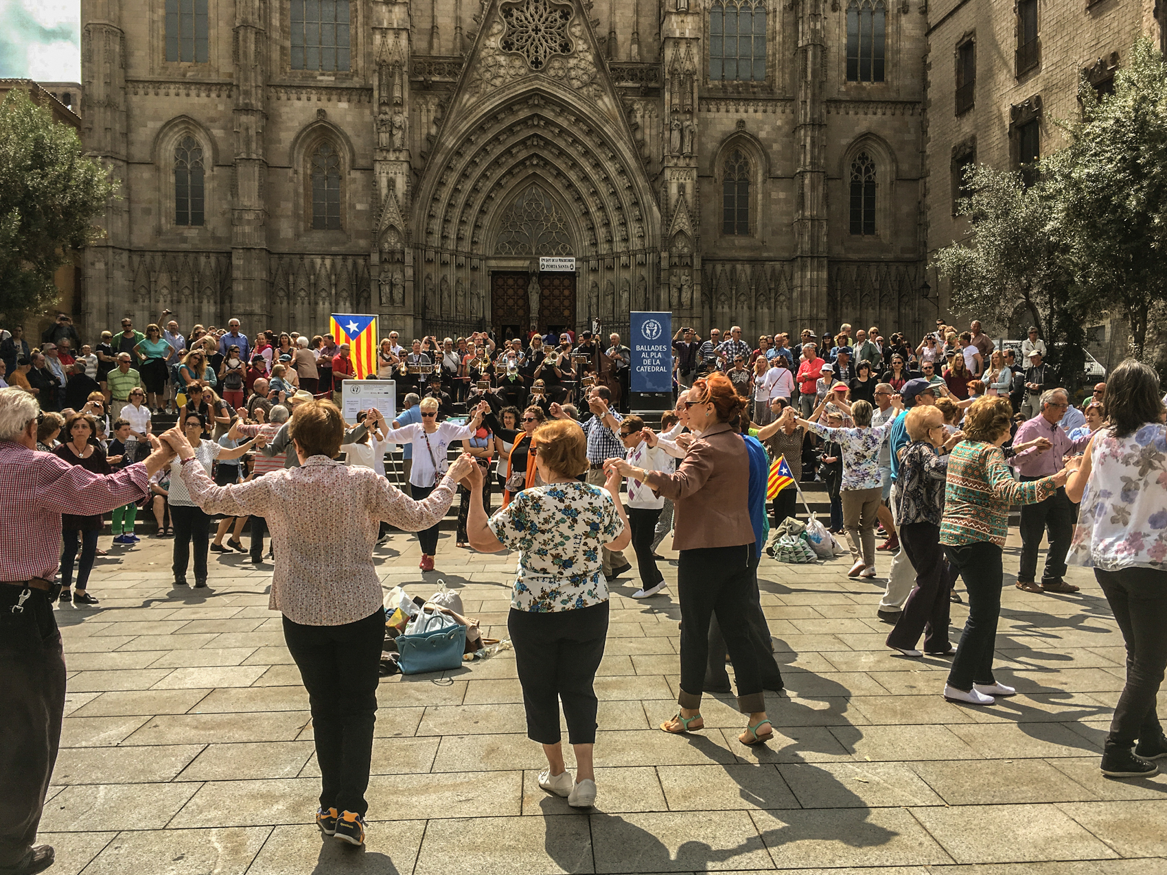 Dancing the Catalan Sardana outside the Cathedral