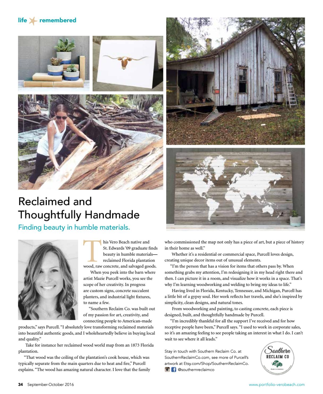Vero Beach Portfolio Magazine: Reclaimed and Thoughtfully Handmade