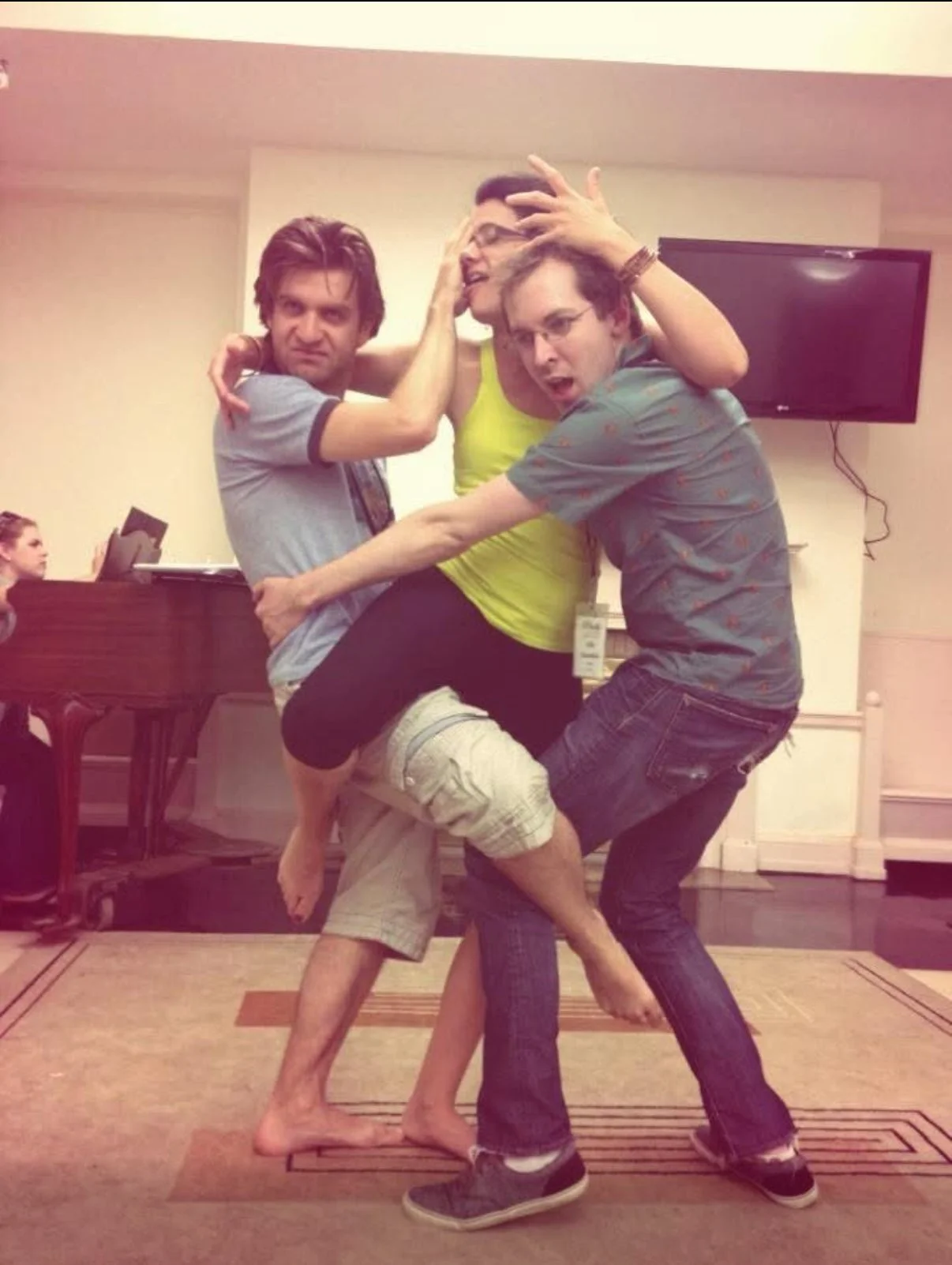 Rehearsal for "The Noteworthy Life of Howard Barnes" by Kooman and Diamond at the O'Neil Theatre Center with Harris Doran and Olli Haaskivi.