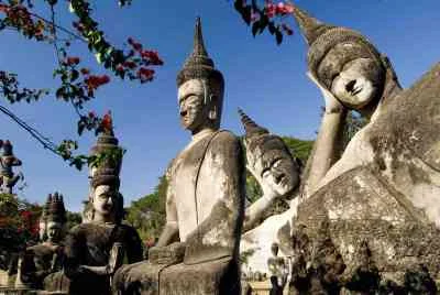 Many Buddha in park near Vientiane