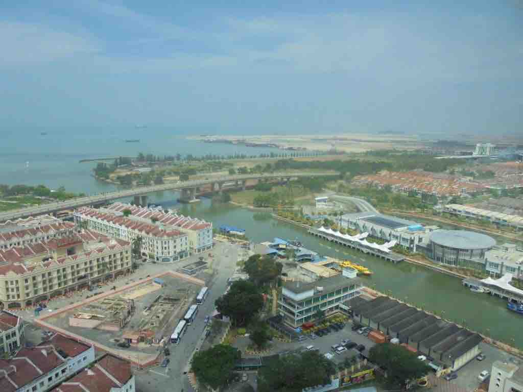 Mass land reclamation at the mouth of Melaka river