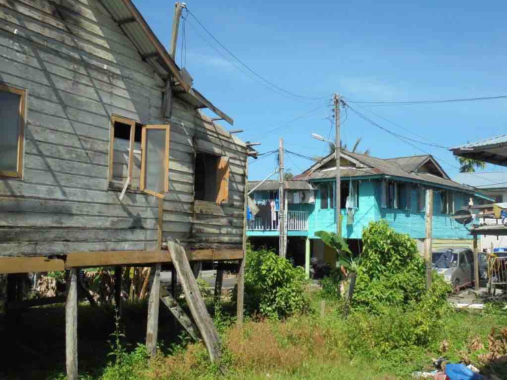 Kampung dwellings on stilts