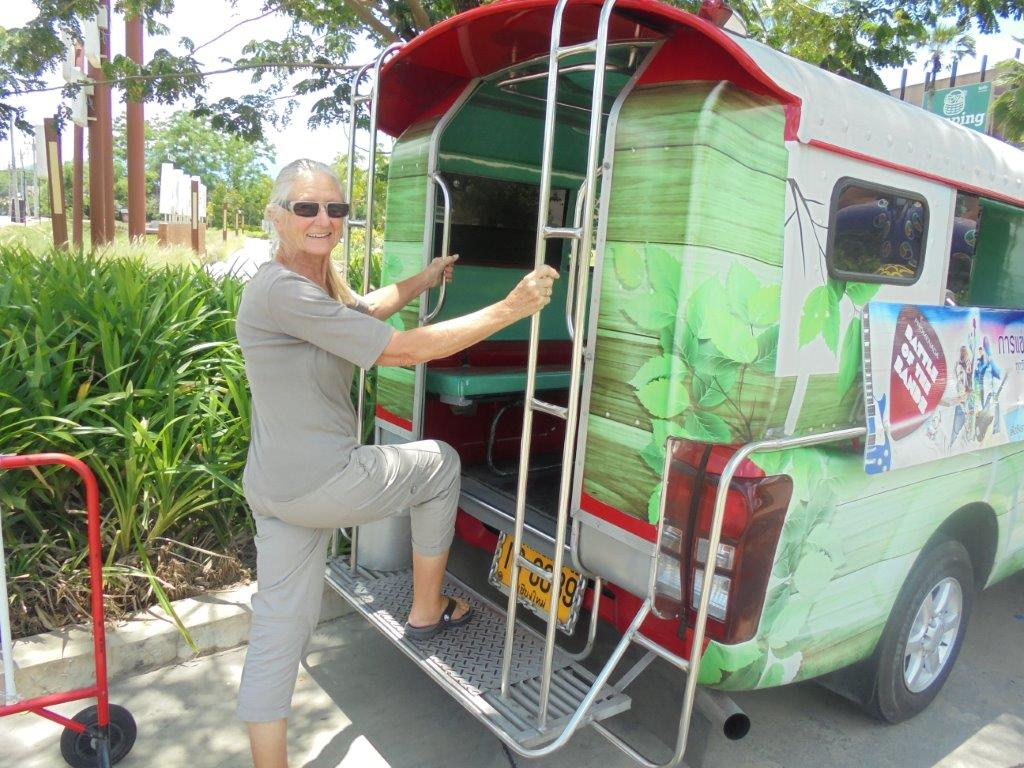 Erica mounts Taxi truck