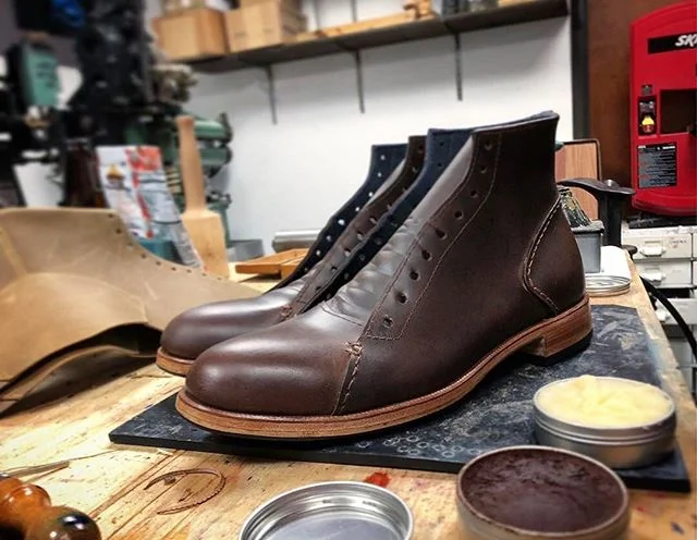 #repost @standardhandmade 🥾
These are heading out soon. I’ve made some minor changes to the design of the boot to make them more comfortable behind the heel out of the box. Used @armstrongsallnatural to polish these after having tested it on a
