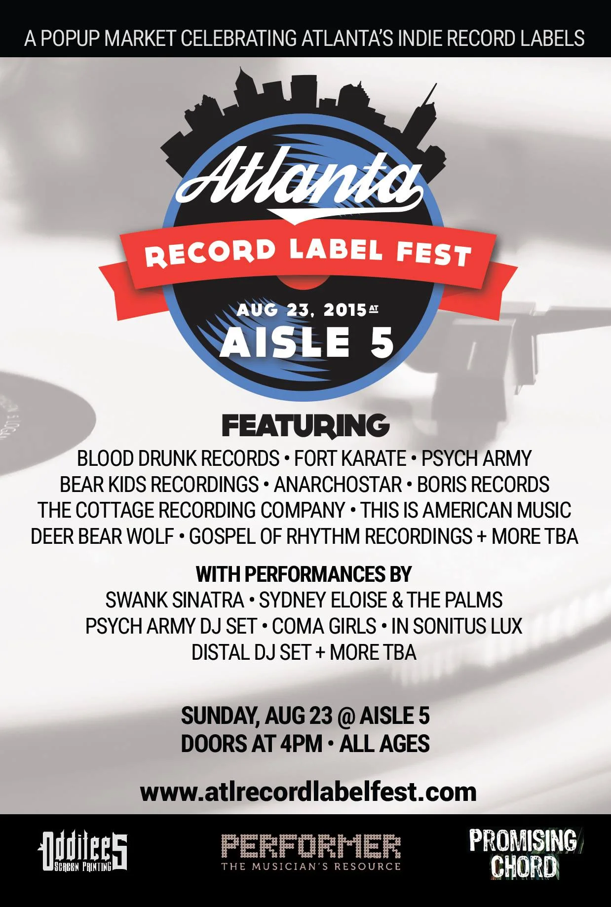 Atlanta's record labels are coming together to celebrate the local music scene this Sunday at Aisle 5. 