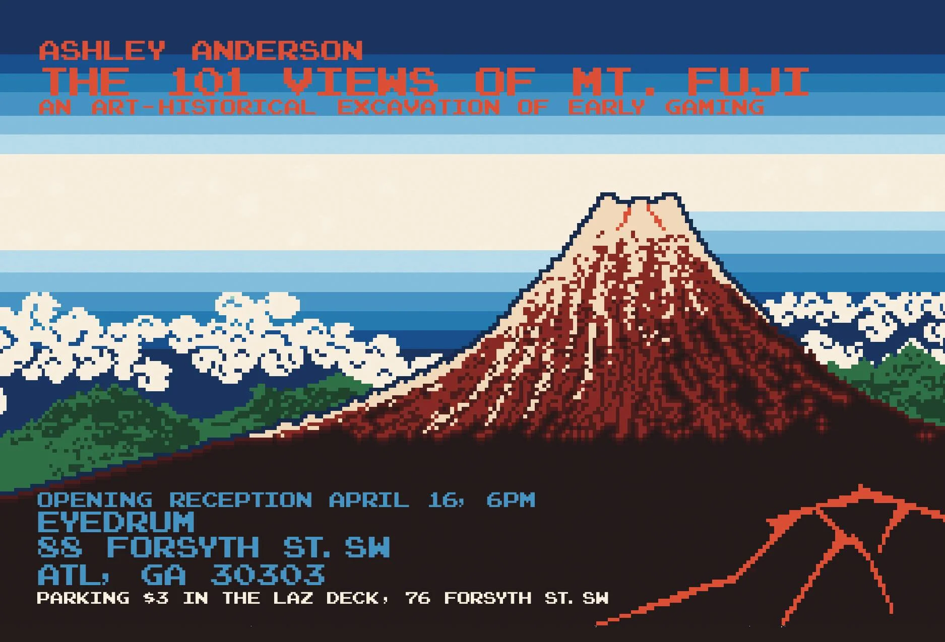 Ashley Anderson's solo exhibition documenting the representation of Mt. Fuji through the annals of video game culture opens this Saturday at Eyedrum.