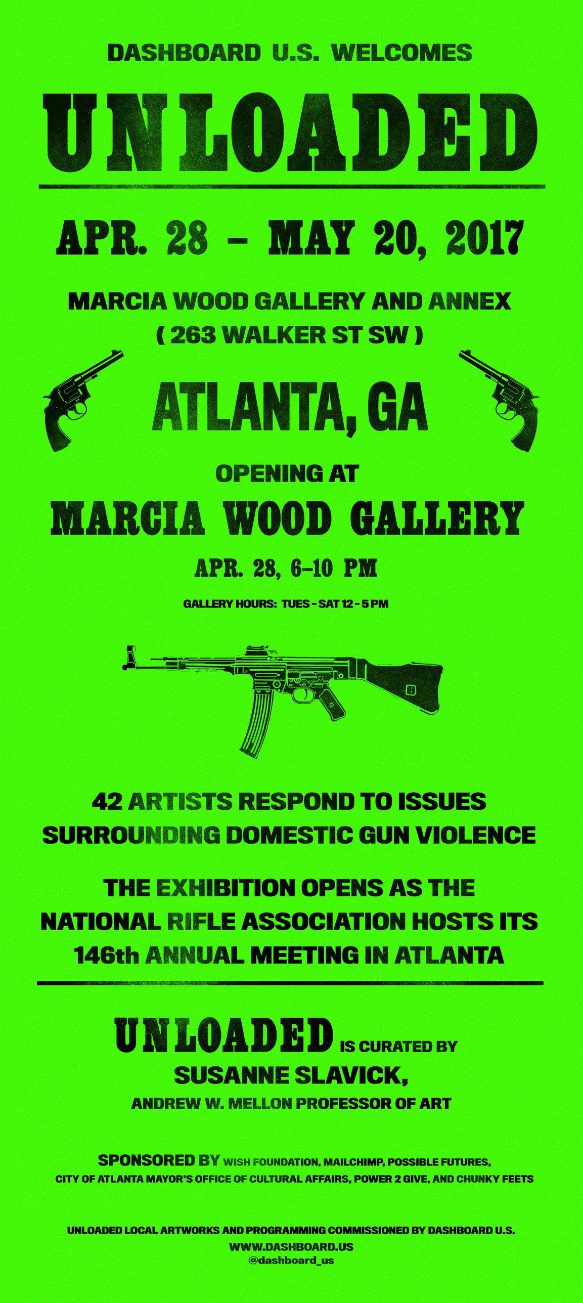 Dashboard unveils Unloaded, a multimedia group show that explores historical and social issues surrounding the availability, use, and impact of guns in our culture, this Friday night at Marcia Wood Gallery.