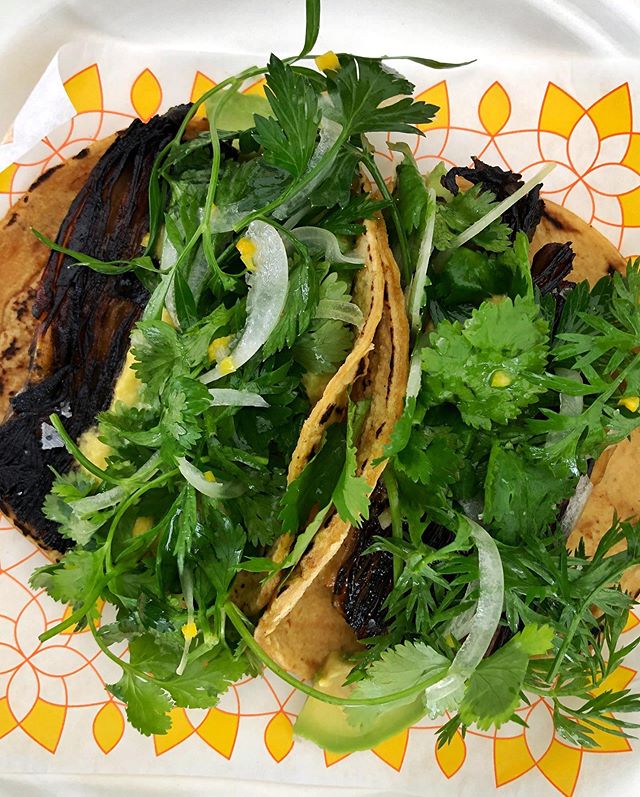 When the master vegetable manipulator @reneredzepinoma of @nomacph teams up with the inimitable @sanchezrosio of @hijadesanchez &mdash; you wait an hour for tacos. Pictured here: vegetarian celeriac schwarma with truffle butter and a habanero vinaigr