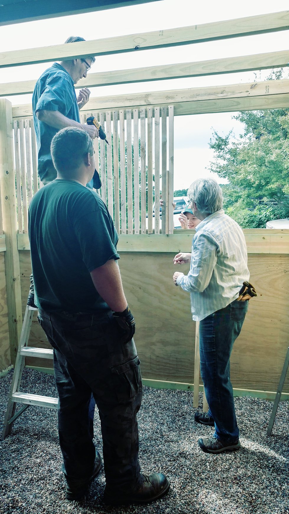 Conversation and discussion is part of construction, Hunter Petroskey, Margaret Getzin, Bill Trachte and Katie Cyr!