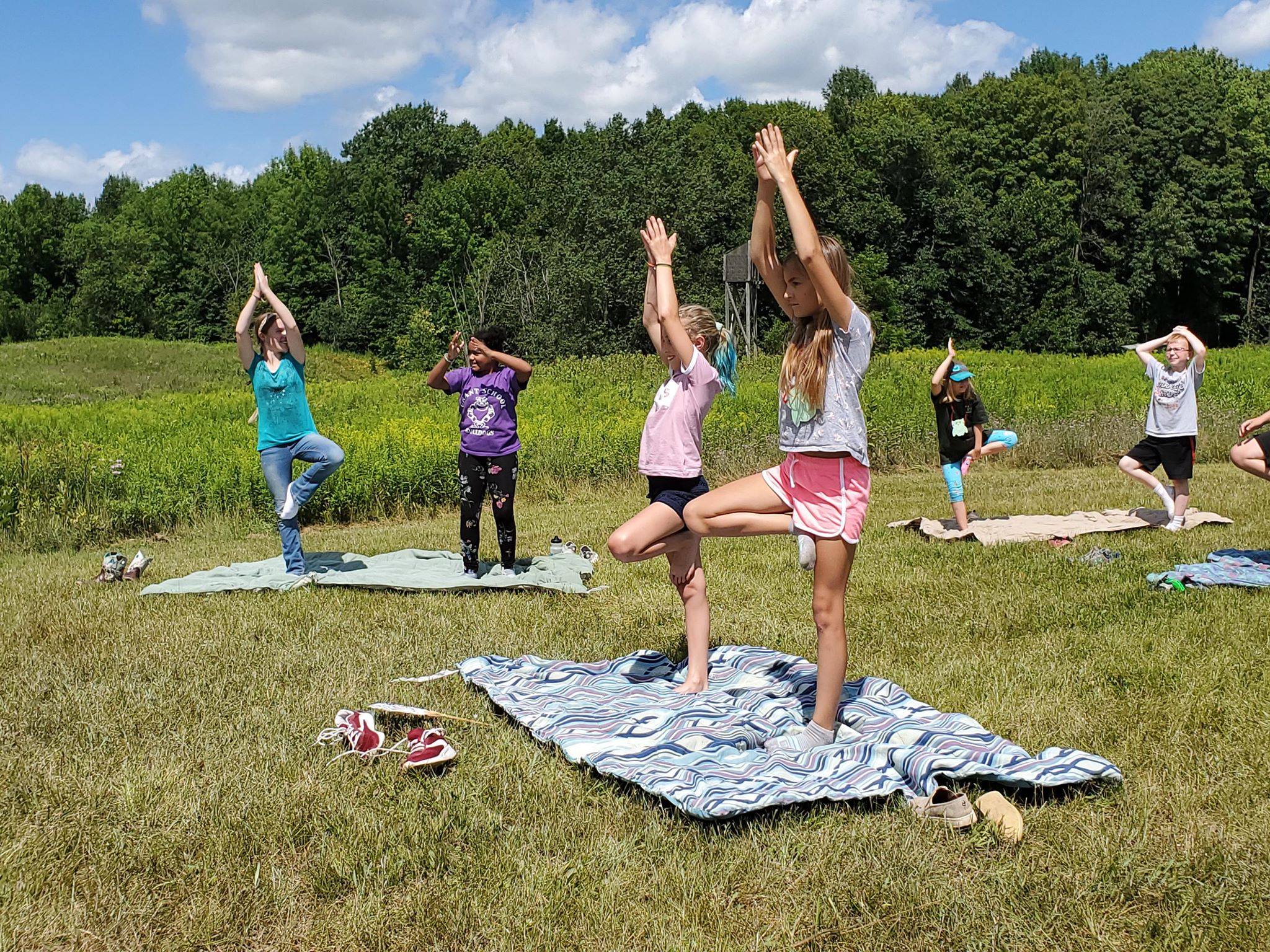 Campers did a relaxing session of Yoga in the Prairie