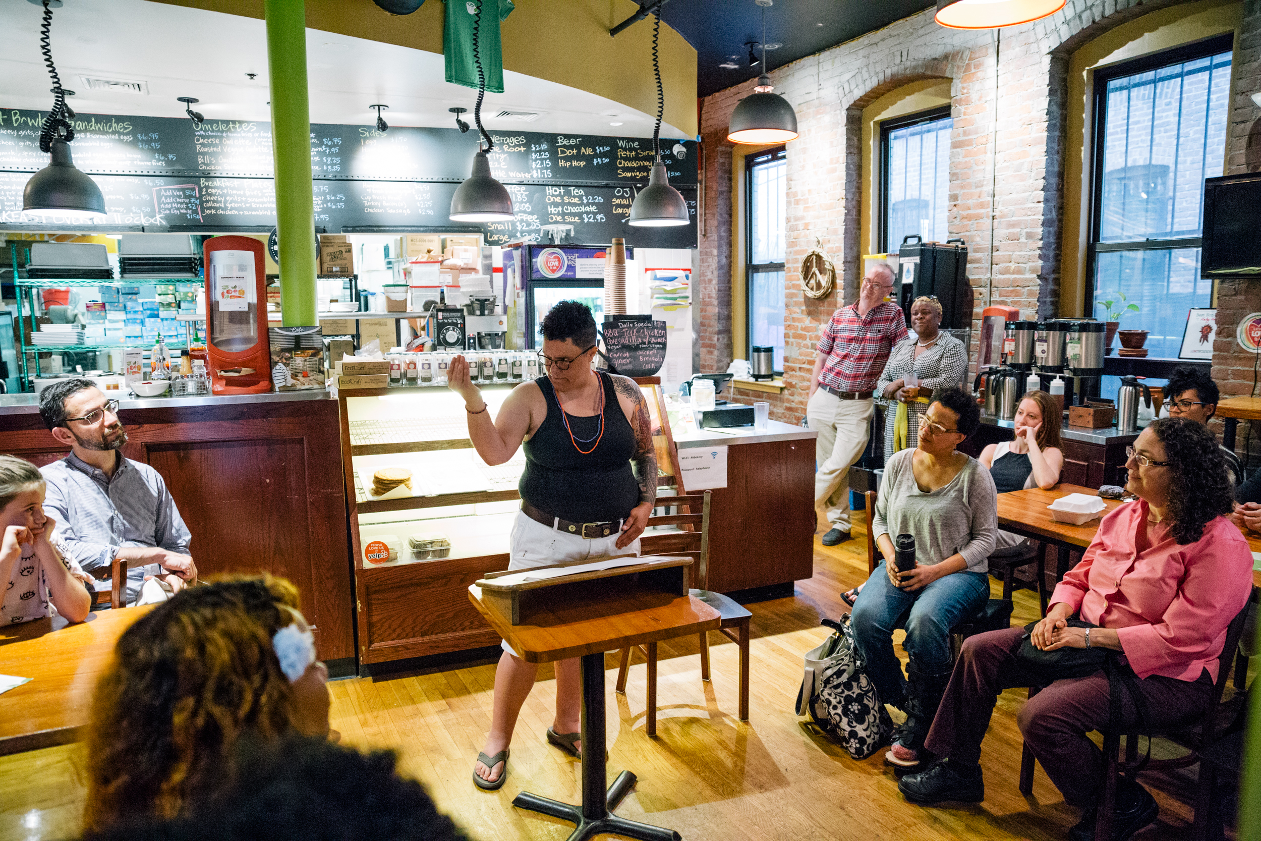 Danielle Abrams performs her work spoken-word piece, "Rules to Follow When You Are a Really Light Skinned Black Person." 