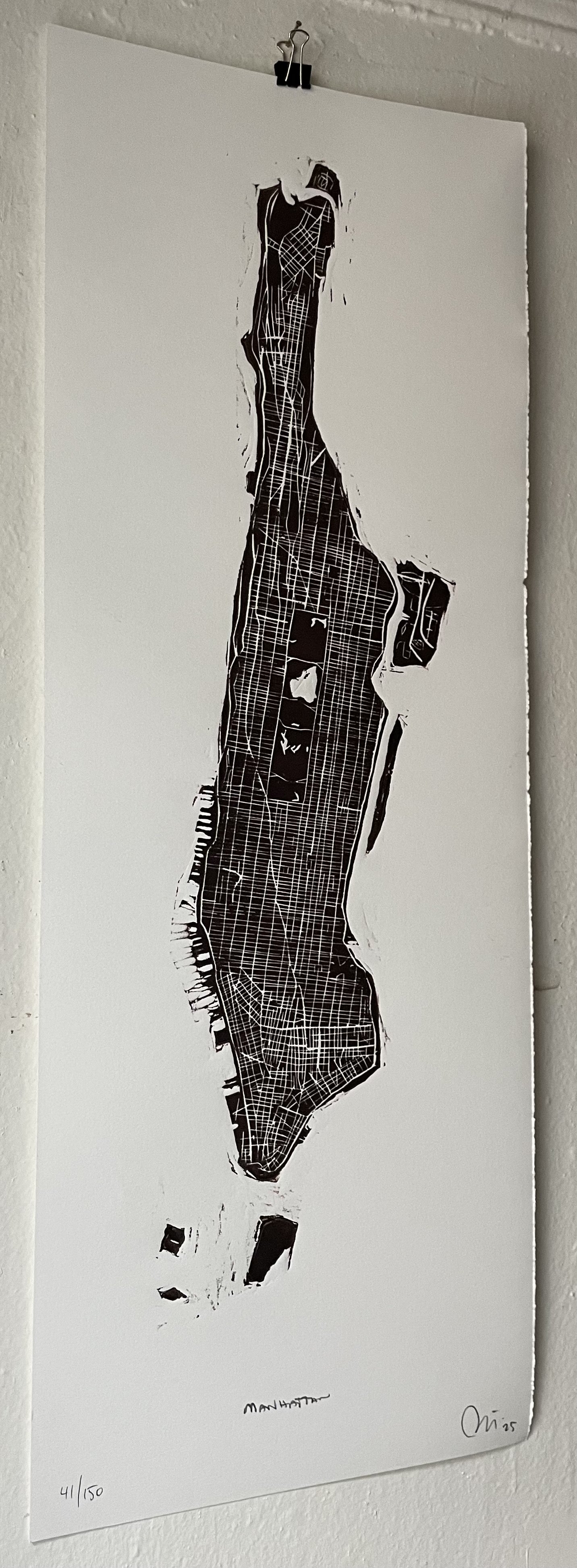 Manhattan woodblock print by artist Benjamin Lindsay