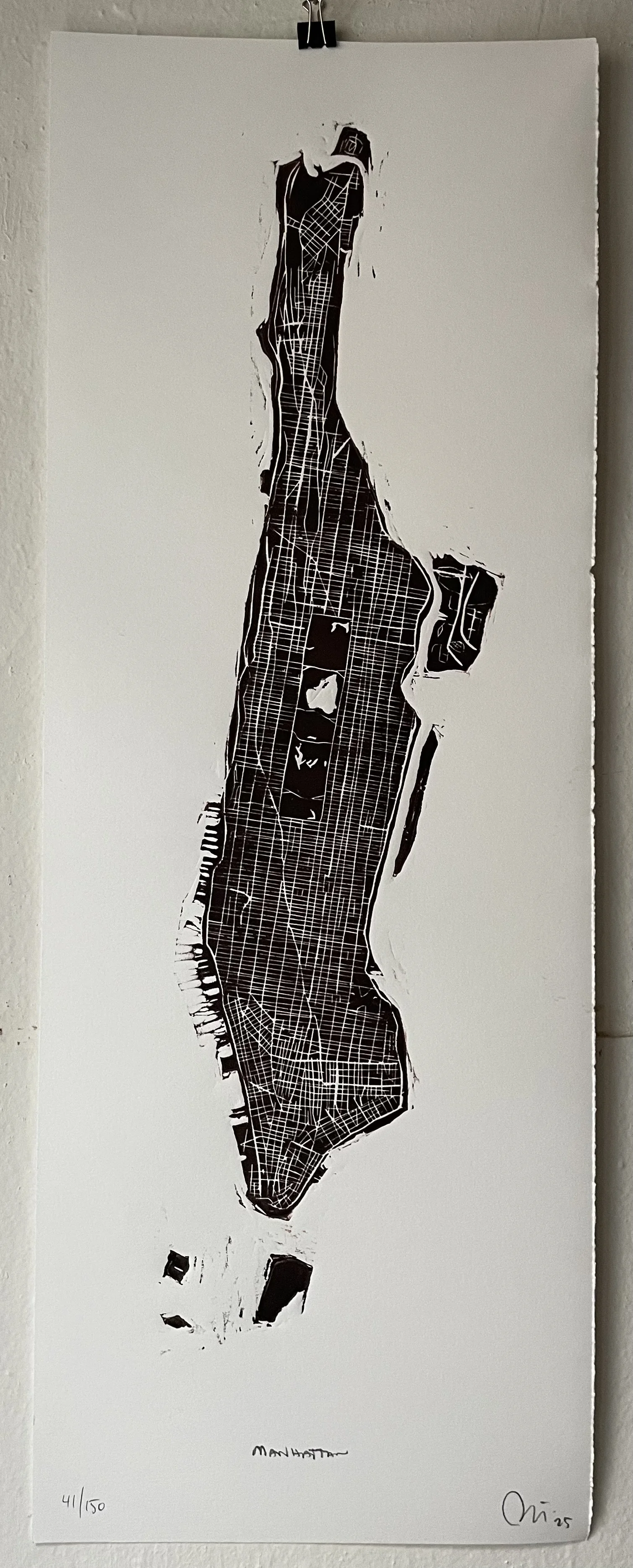 Manhattan woodblock print by artist Benjamin Lindsay