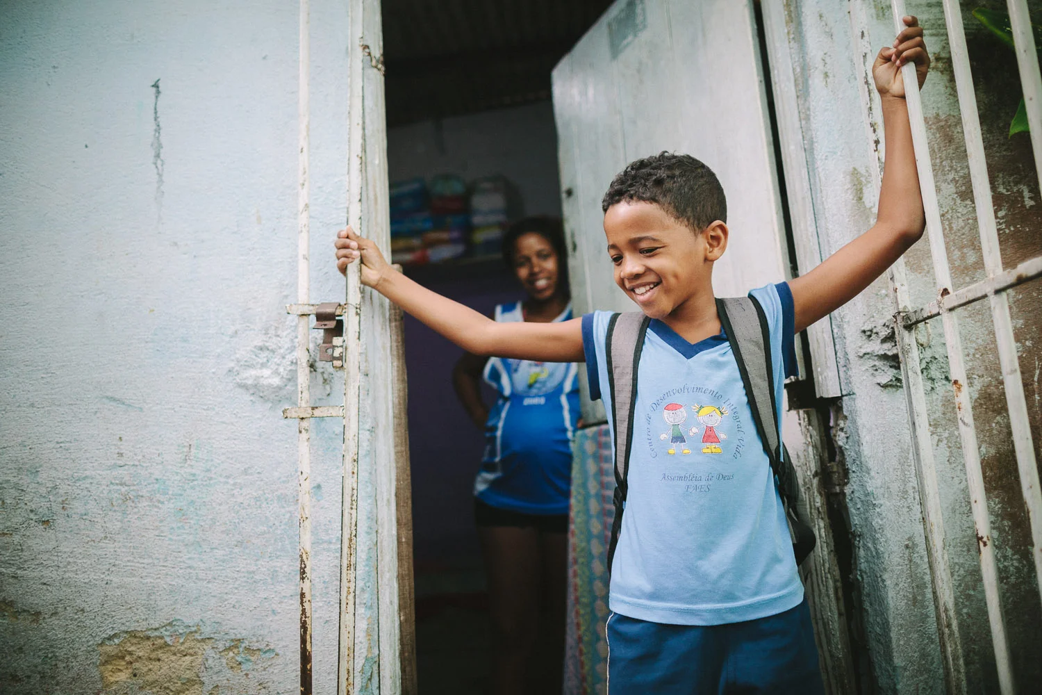 Getting ready to head to classes at the Compassion Center. Emidio's entire house (housing 4 people---soon to be 5) is perhaps no larger than 8 feet by 10 feet. This is Emidio's morning routine before heading to classes at the Compassion Center.