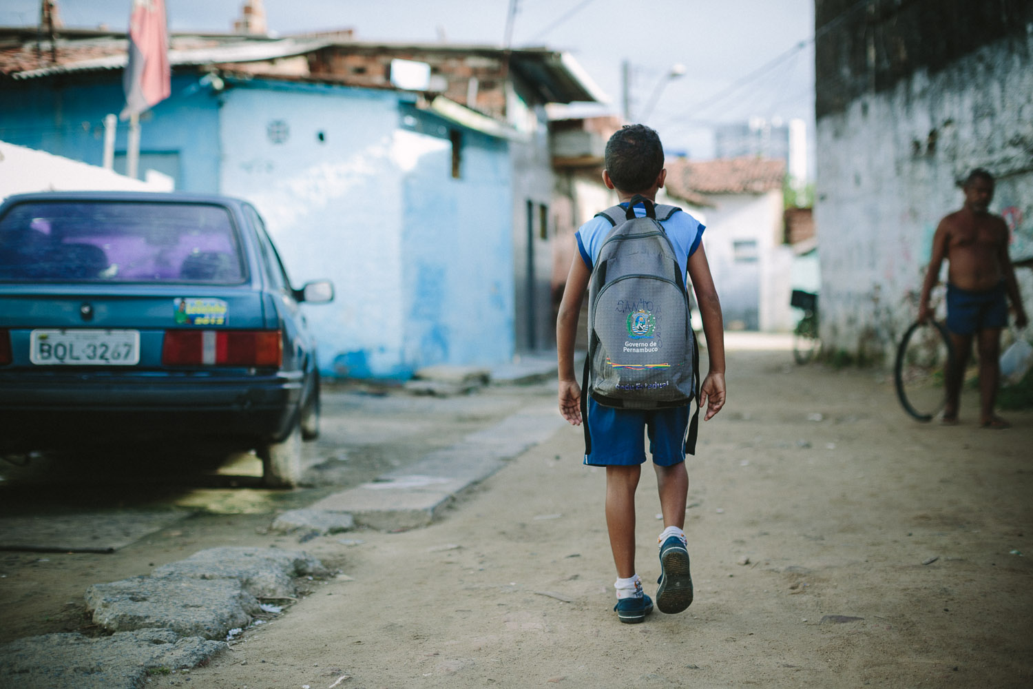   Emidio walking to his classes at the Compassion Center.  