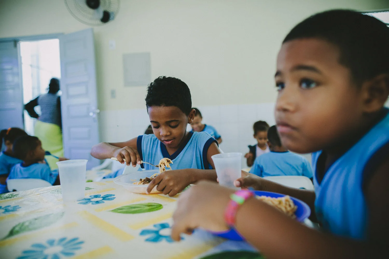 Eating at the Compassion Center.