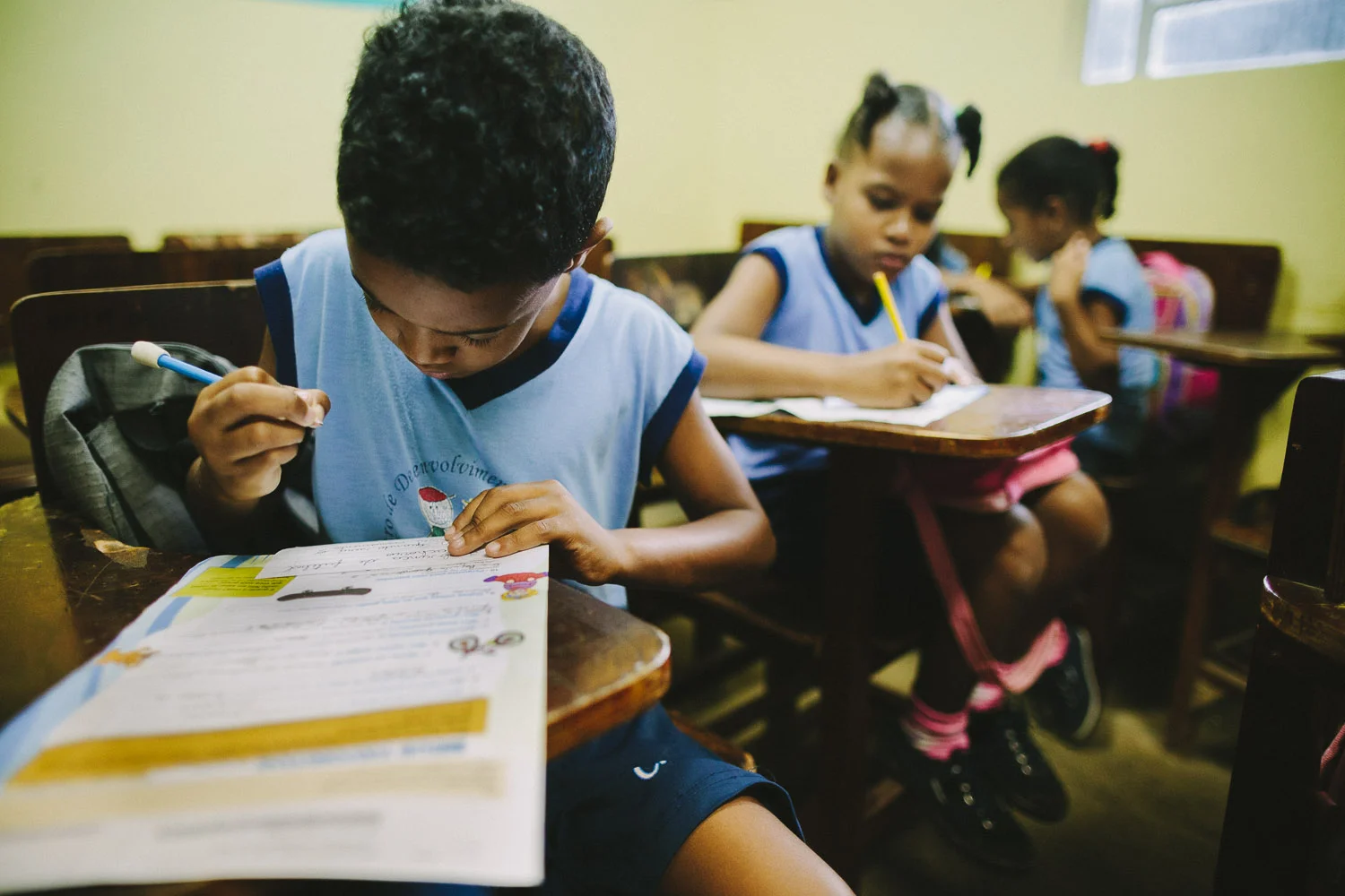 Emidio enjoys learning and is focused and generally a good student. Emidio during classes at the Compassion Center.