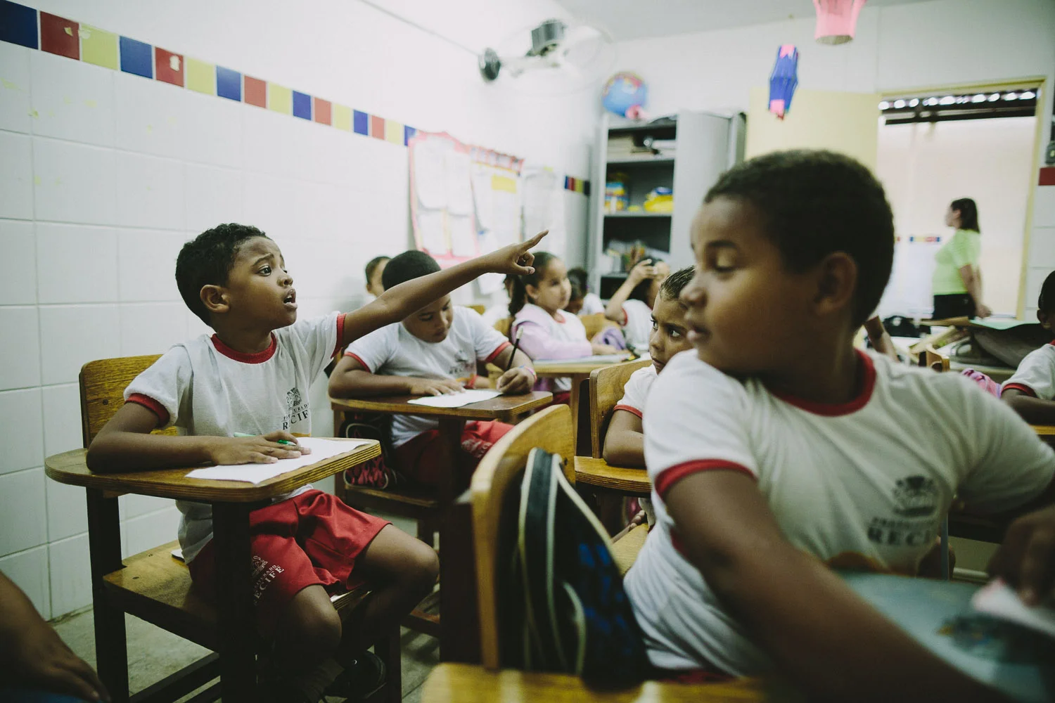 Emidio enjoys learning and is often seen asking the teacher for help and clarification. Emidio's school.