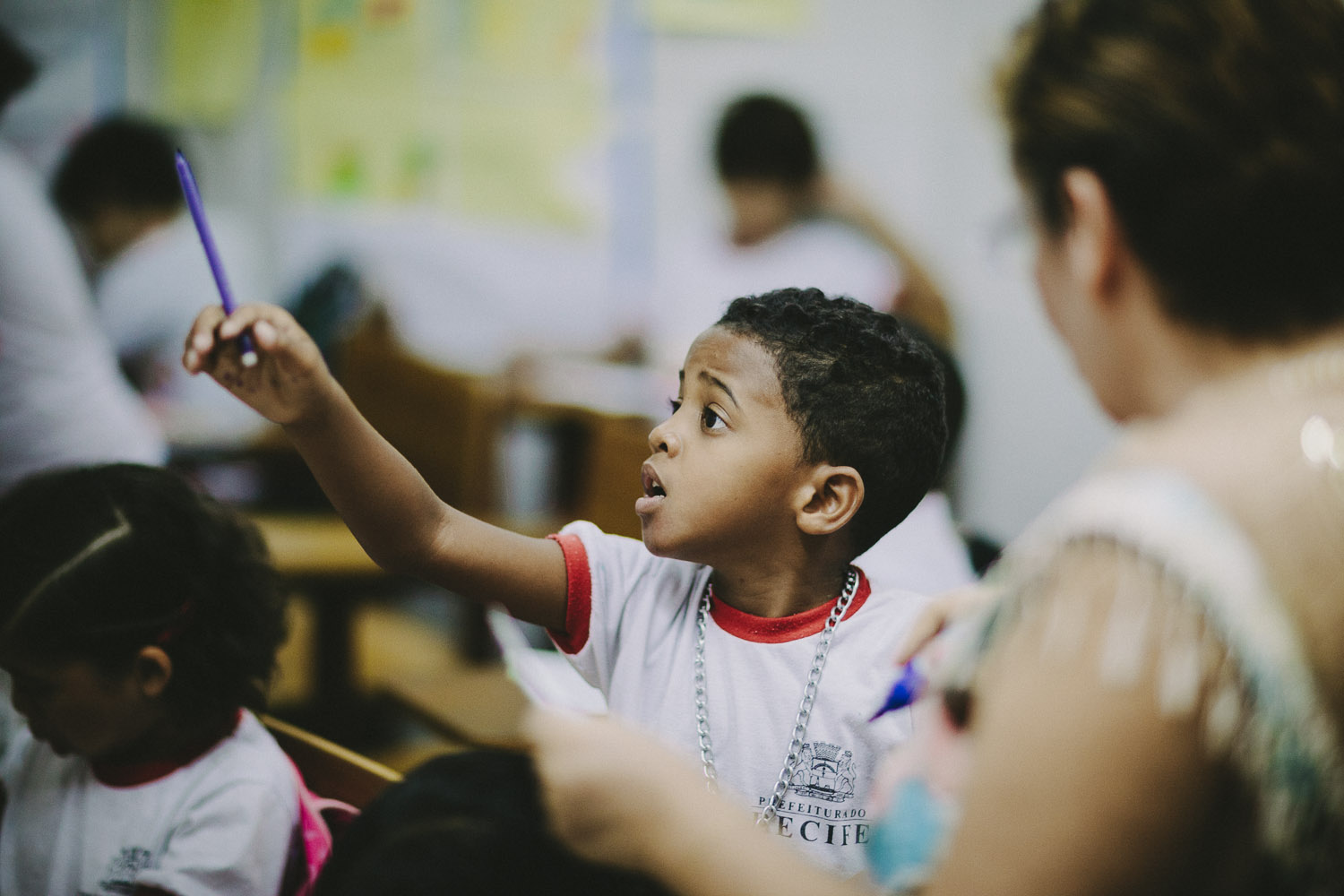   Emidio enjoys learning and is often seen asking the teacher for help and clarification. Emidio's school.  