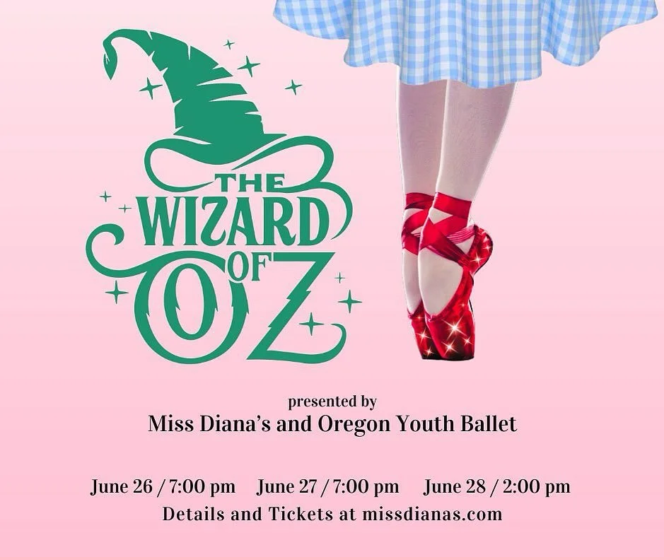 Presenting my newest creation -

🌪️🌪️The Wizard of Oz ballet!

Don&rsquo;t miss this technicolor, whirlwind adventure!

Perfect for the whole family!🌪️🌈👠

🌈 June 26 at 7pm
🌈 June 27 at 7pm
🌈 June 28 at 2pm

Sjolund Auditorium (North Medford H