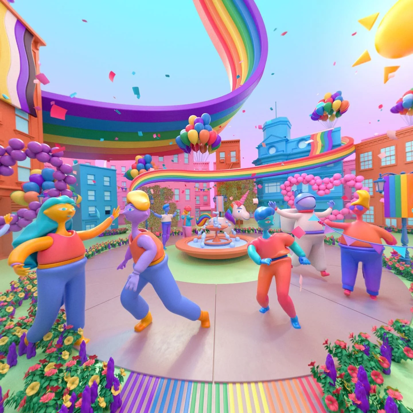 Made this insanely fun scene for Facebook Pride 360 video chat last month. Was super excited to help Laundry Studios bring this idea to life !