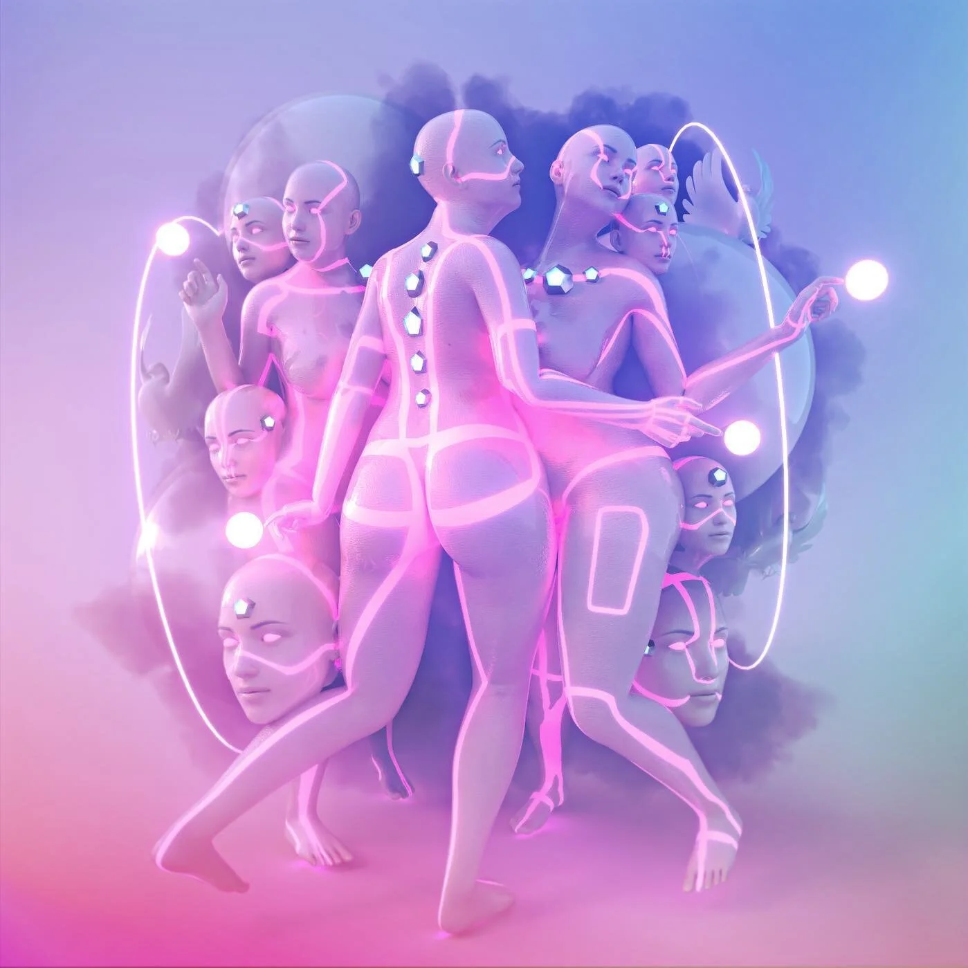 Coven of Celestial Cyborgs.
.
.
.
.
#c4d #mdcommunity #mgcollective #cyborg #witches #nft #women #fembots #redshift