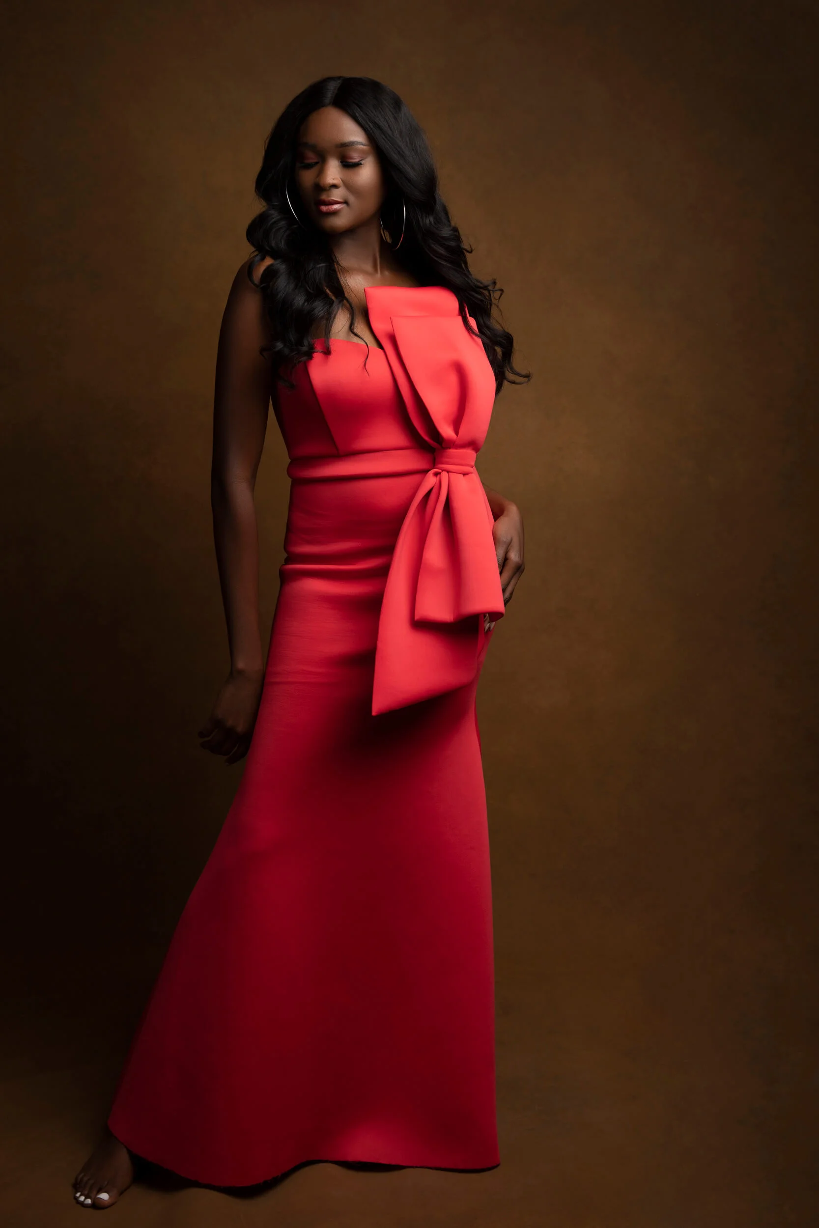 Glamour-Red-dress-Studio-Photography