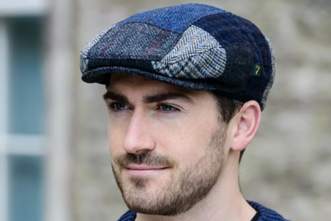 Mucros Weavers Trinity Flat Cap Patchwork Blue — Fáilte Irish
