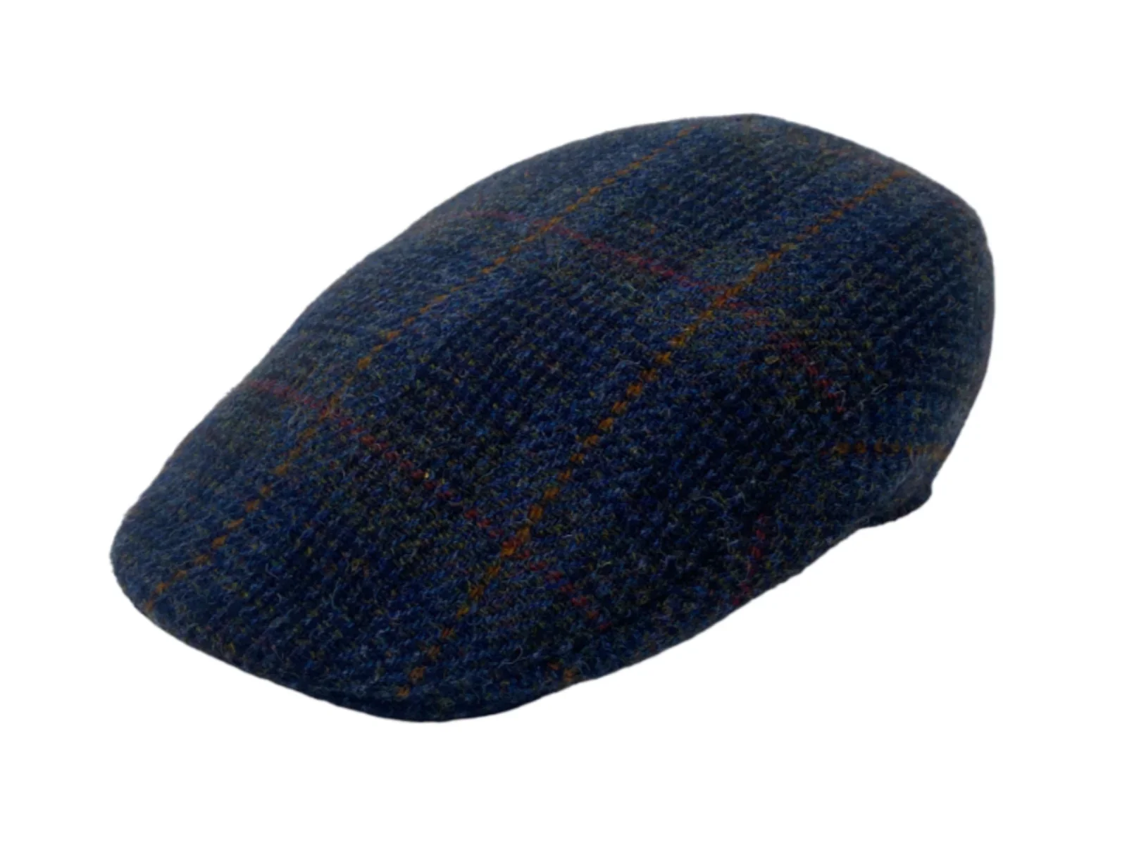 Donegal_Touring_Cap_Tweed-_Scottish_Harris_Tweed_Navy_Moss_Green_Glen_Check_with_Tan_Umber_Overcheck.webp