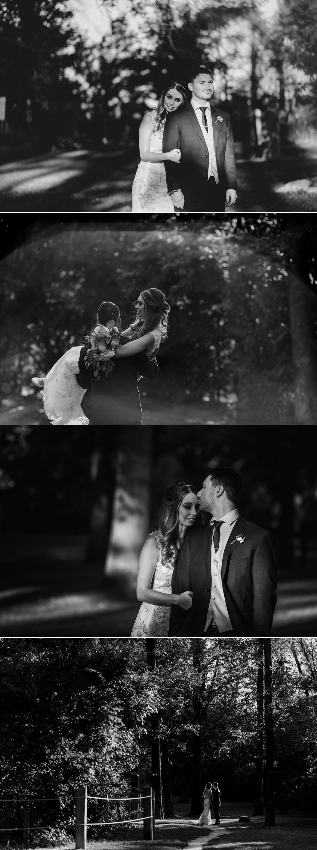  black and white images of a Bride and groom at Guild Inn Estates 