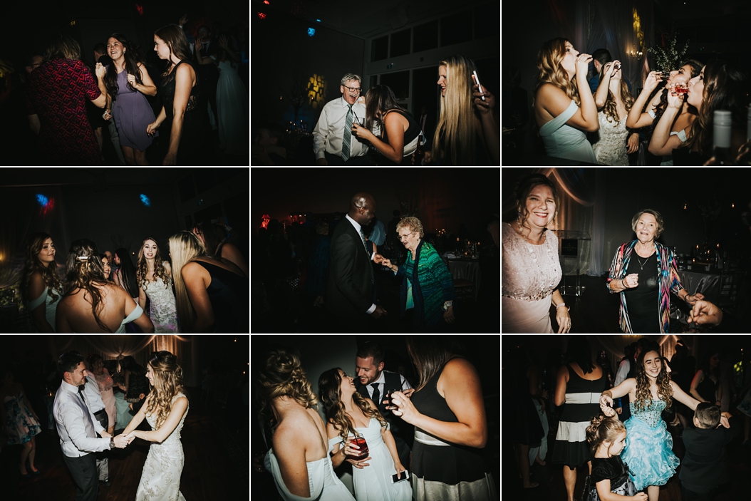 guests dance and party at wedding reception at Guild Inn Estates