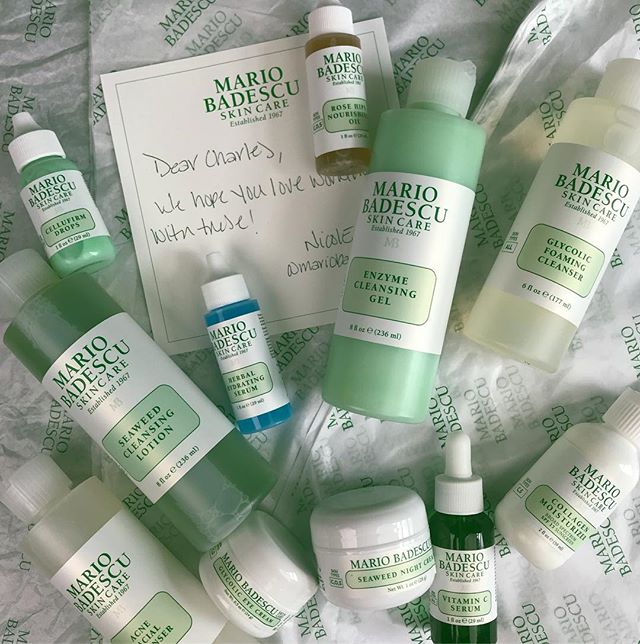 Thank you @mariobadescu for this amazing package of skin care! So grateful for your support 💚💚💚 #mariobadescu 
#skincare #skinprep #makeup #makeupkit #makeupstation #taketheplunge #workspace #mua #filmshoot #bts #makeupporn #beauty #makeup #featur